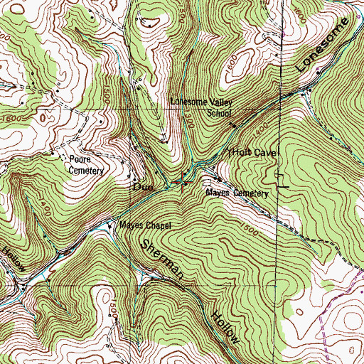 Topographic Map of Mayes Mill (historical), TN