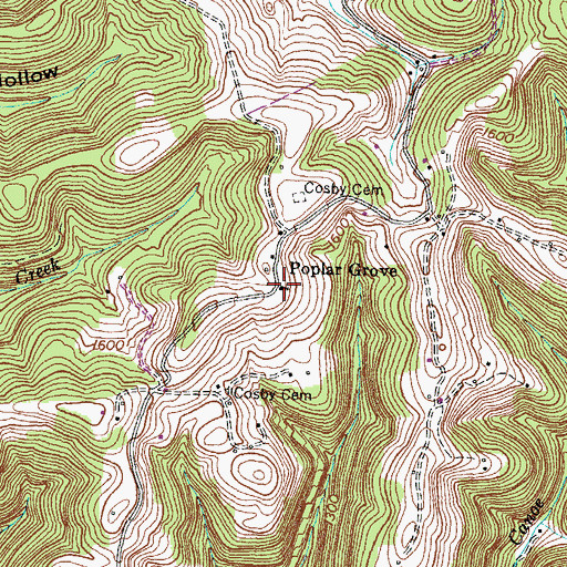 Topographic Map of Poplar Grove Missionary Baptist Church, TN