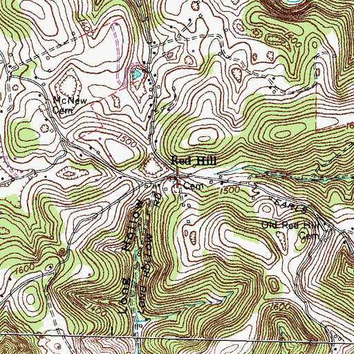 Topographic Map of Red Hill Missionary Baptist Church, TN