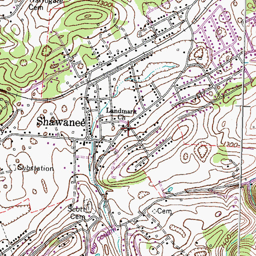 Topographic Map of Shawanee Baptist Church, TN