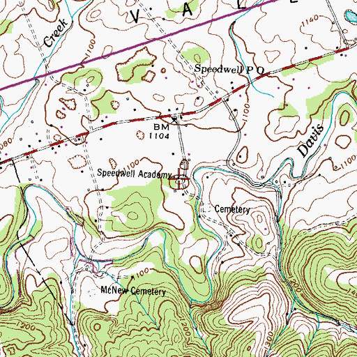 Topographic Map of Speedwell Academy Baptist Church, TN