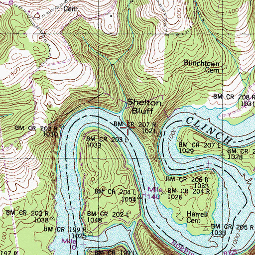 Topographic Map of Sycamore Shoals, TN