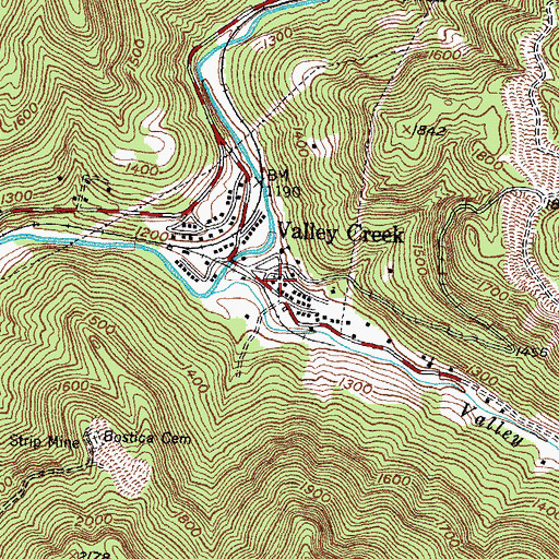 Topographic Map of Valley Creek Missionary Baptist Church, TN
