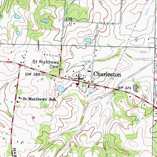 Topographic Map of Charleston Baptist Church, TN