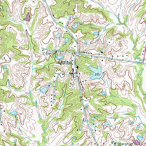 Topographic Map of Fellowship Baptist Church, TN