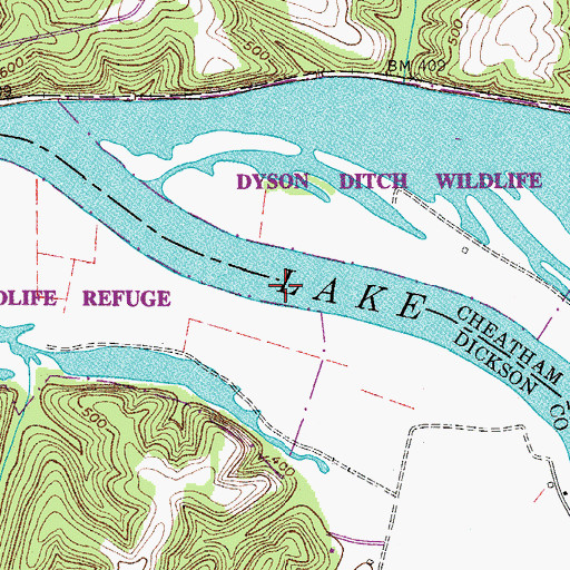 Topographic Map of Reids Reef, TN