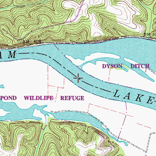 Topographic Map of Harpeth Shoals, TN