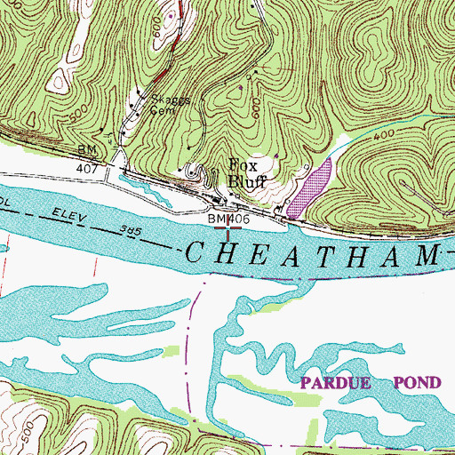 Topographic Map of Fambroughs Landing, TN