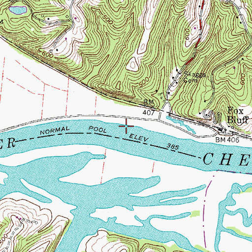 Topographic Map of Newtons Landing, TN