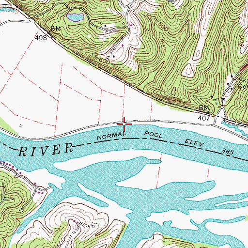 Topographic Map of Cheatham Damsite Access Area, TN