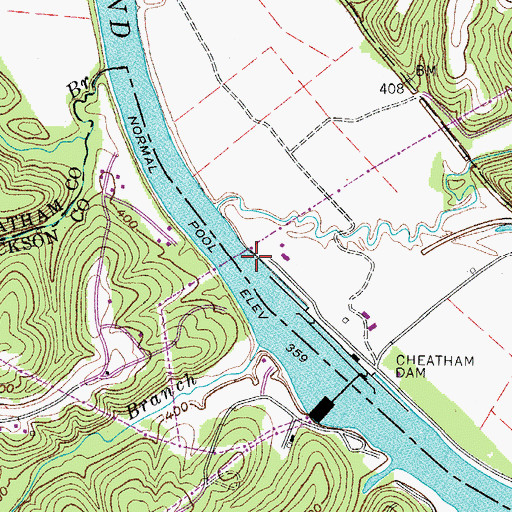 Topographic Map of Cheatham Damsite Tailwater Access Point, TN