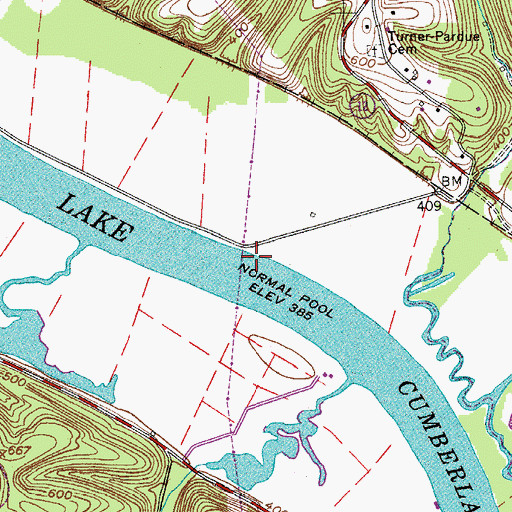 Topographic Map of Crockets Landing, TN