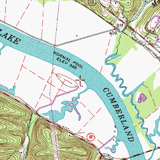 Topographic Map of Dodge Landing, TN