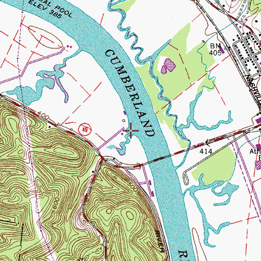 Topographic Map of Cobb Hollow Creek, TN