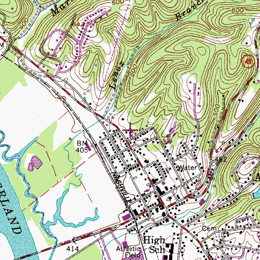 Topographic Map of Ashland City First Baptist Church, TN