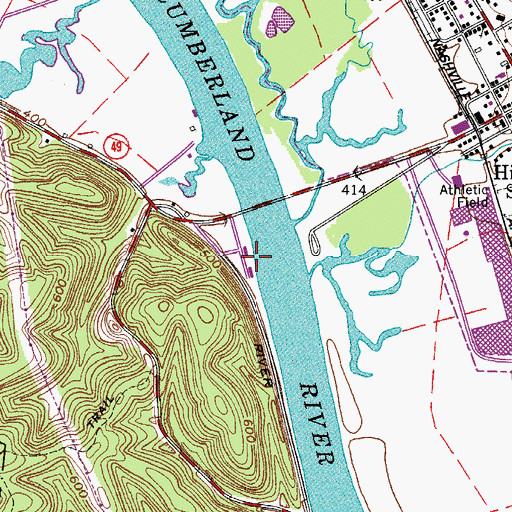 Topographic Map of Ashland City Dock, TN