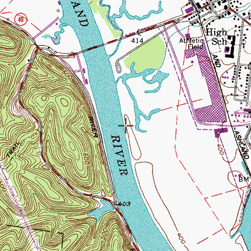 Topographic Map of Sycamore Powder Mill Landing (historical), TN