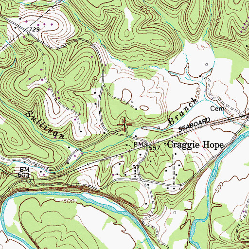 Topographic Map of Craggie Hope United Methodist Church, TN