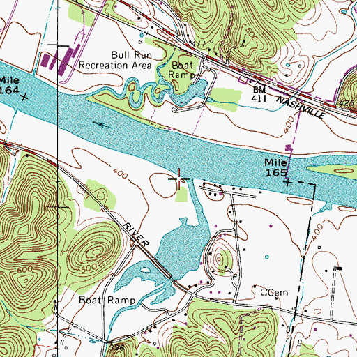 Topographic Map of Pond Creek Landing, TN