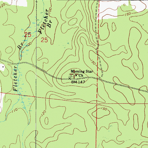 Topographic Map of Morning Star Baptist Church, AL