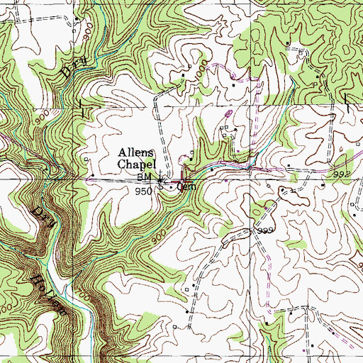 Topographic Map of Allen Chapel Cemetery, TN