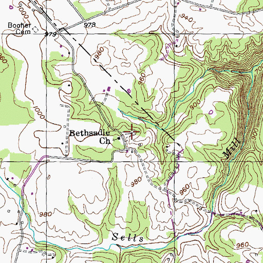 Topographic Map of Bethsadia Cemetery, TN