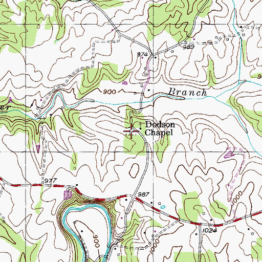 Topographic Map of Dodson Chapel Cemetery, TN
