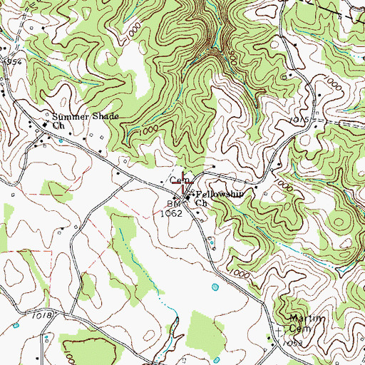 Topographic Map of Fellowship Cemetery, TN