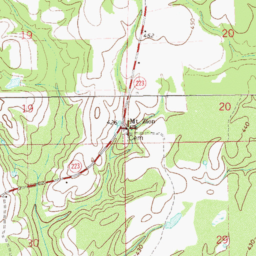 Topographic Map of Mount Zion Church, AL