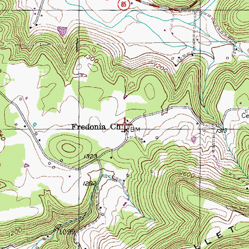 Topographic Map of Fredonia Cemetery, TN