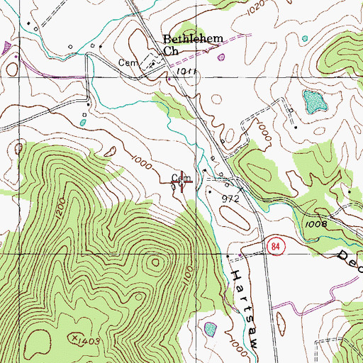 Topographic Map of Hartsaw Cemetery, TN