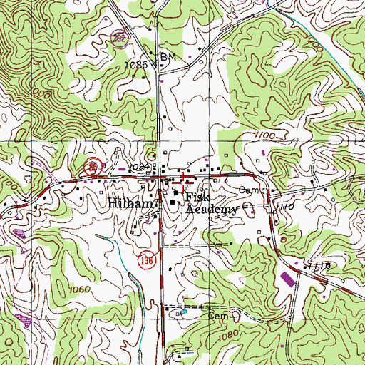 Topographic Map of Hilham United Methodist Church, TN