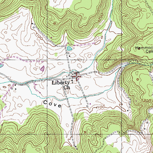 Topographic Map of Liberty Cemetery, TN