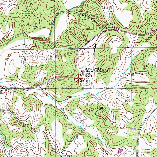 Topographic Map of Mount Gilead Cemetery, TN