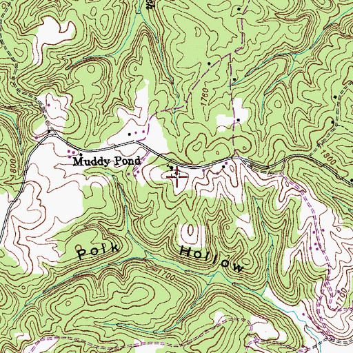 Topographic Map of Muddy Pond Cemetery, TN