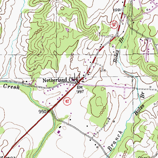 Topographic Map of Netherland Cemetery, TN