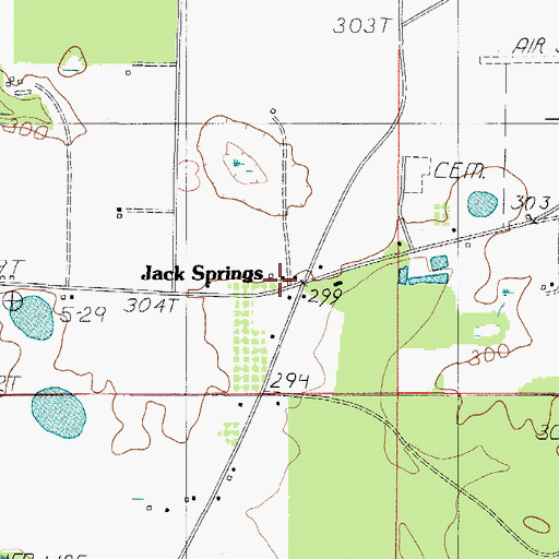 Topographic Map of Jack Springs, AL
