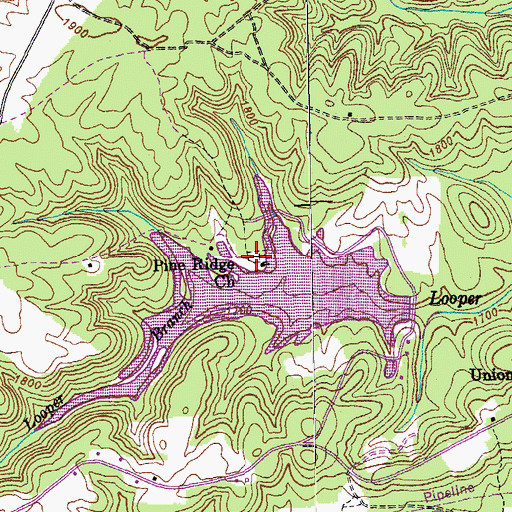 Topographic Map of Pine Ridge Cemetery, TN