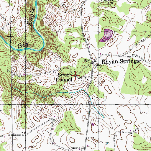Topographic Map of Smiths Chapel Cemetery, TN