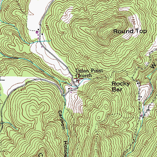 Topographic Map of Union Point Cemetery, TN