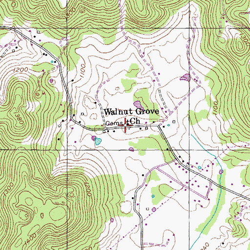 Topographic Map of Walnut Grove Cemetery, TN