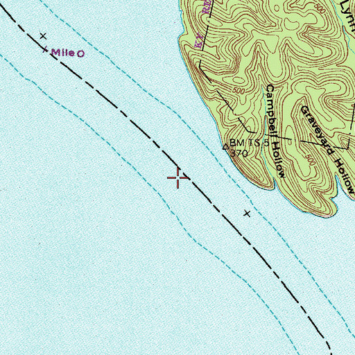 Topographic Map of Big Sandy Bar, TN