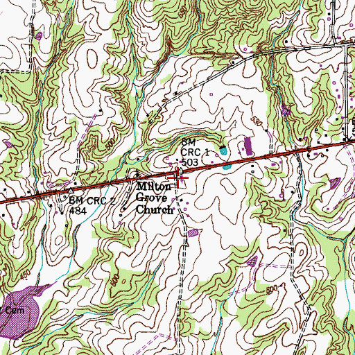 Topographic Map of Central Point Baptist Church, TN