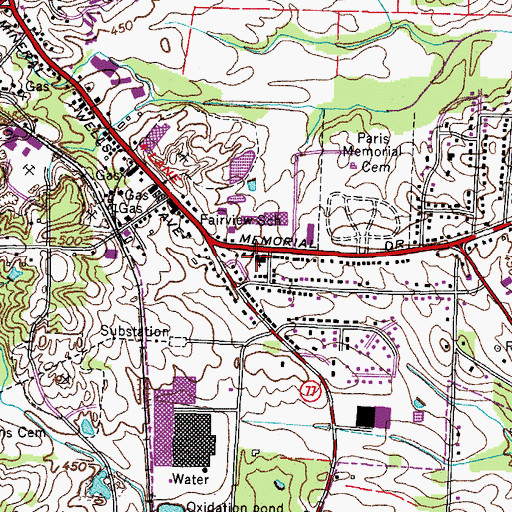 Topographic Map of Fairview Baptist Church, TN