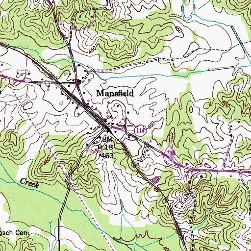 Topographic Map of Mansfield Baptist Church, TN