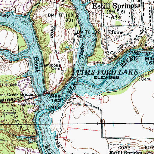 Topographic Map of Emorys Mill (historical), TN