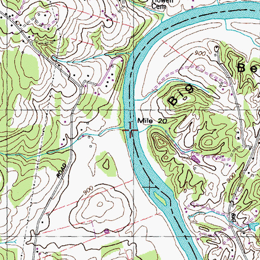 Topographic Map of Cobbs Shoals, TN