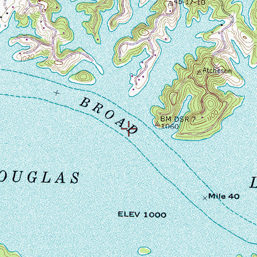 Topographic Map of Dentons Shoals, TN