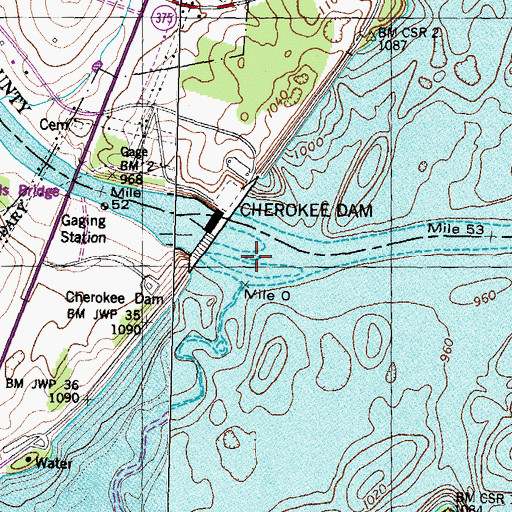 Topographic Map of Mossy Creek Islands (historical), TN