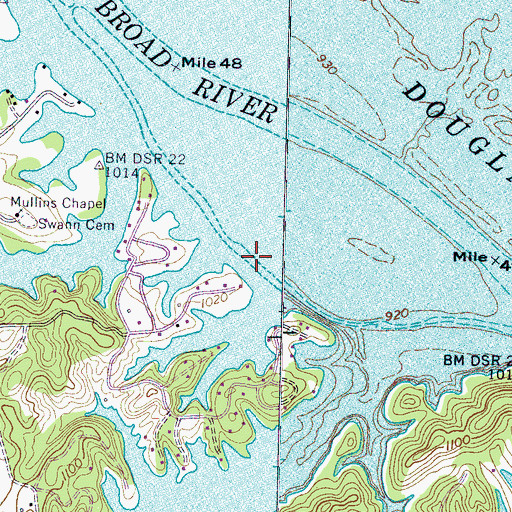 Topographic Map of Swanns Island Shoals, TN